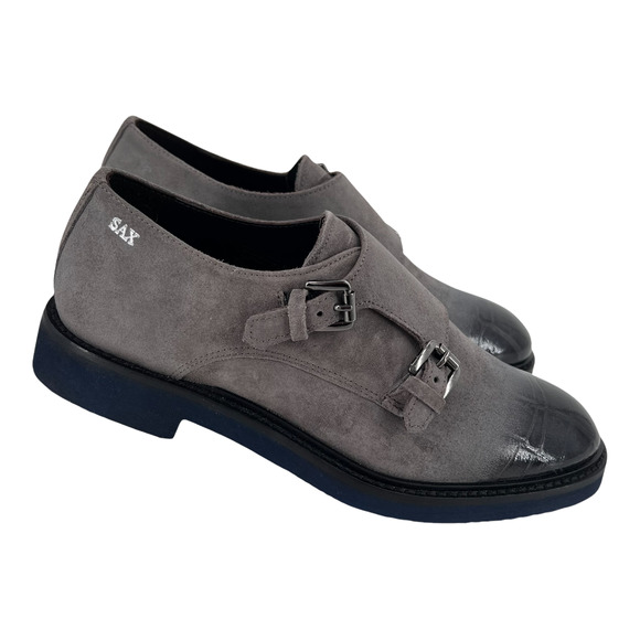 SAX Italy Loafers Leather Suede Grey Crocodile Women's Sz 35 / 5 NIB $300 - Picture 6 of 13